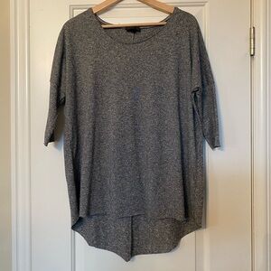 Topshop Grey High-Low 3/4 Sleeve Shirt